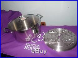 Princess House Heritage Stainless Steel 15-Qt. Stockpot with Steaming Rack NIB