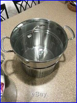 Princess House Stainless Steel 20 Qt Stock Pot #5814 with Pasta /Steamer Insert