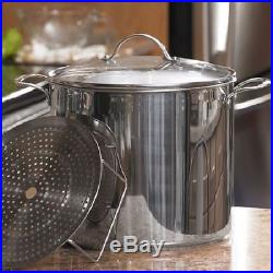 Princess House Stainless Steel 25-Qt. Stockpot With Steaming Rack 6713 NEW