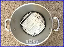Princess House Stainless Steel 25qt/ Stockpot with Glass Lid & Steaming Rack Rare
