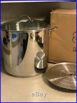 Princess House Stainless Steel 45 Qt Stockpot Pot # 6665 & Lid, Steaming Rack