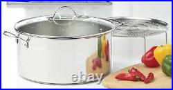 Princess House Stainless Steel Classic 15-Qt. Stockpot & Steaming Rack 6314