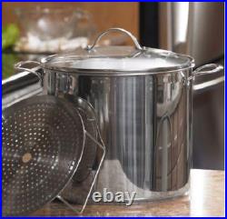 Princess House Stainless Steel Classic 25 Qt Stock Pot with Steaming Rack 6713