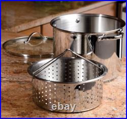 Princess House Stainless Steel Classic 8-Qt. Stockpot & Steamer Insert 6951