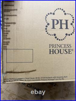 Princess House Stock Pot Stainless Steel 40 Qt WithSteaming Rack 5841 Olla New