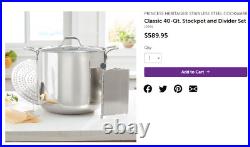 Princess house 40qt stock pot stainless steel with divider