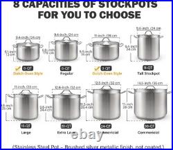 Professional 20 Quart Stockpot with Lid, Stainless Steel