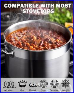 Professional 20 Quart Stockpot with Lid, Stainless Steel