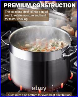 Professional 20 Quart Stockpot with Lid, Stainless Steel