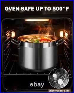 Professional 20 Quart Stockpot with Lid, Stainless Steel