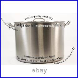 Professional 35 Qt. Stainless Steel Stock Pot with Lid