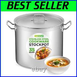 Professional 35 Quart Heavy-Duty Stockpot with Mirror Finish for Perfect Cooking