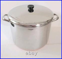REVERE WARE 16 Quart Stock Pot with Lid Clinton IL Stainless Steel Copper CLEAN