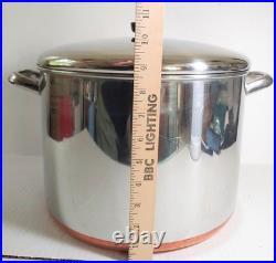 REVERE WARE 16 Quart Stock Pot with Lid Clinton IL Stainless Steel Copper CLEAN