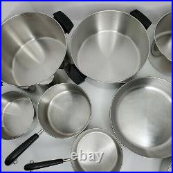 REVERE WARE 17-pc TRI-PLY DISC BOTTOM STAINLESS STEEL COOKWARE Pot Pan Lids