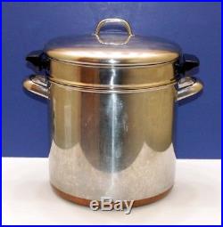 REVERE WARE 18 Qt Stainless Steel & Copper Stock Pot Pasta Strainer Steamer Lid
