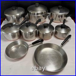 REVERE WARE COPPER BOTTOM Cookware Set 16 pc USA Made Vintage Most Pre 1968