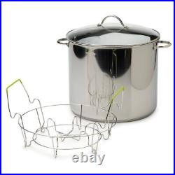RSVP International Stock Pot 20Qt. Stainless Steel Canning/Preserving+Glass Lid