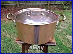 Rare Mauviel 10 Qt. 15.5 Copper Rondeau Stock Pot WithLid Stainless Lining 3mm