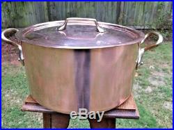 Rare Mauviel 10 Qt. 15.5 Copper Rondeau Stock Pot WithLid Stainless Lining 3mm