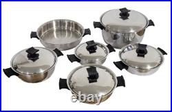 Rena Ware 3-Ply Stainless Cookware 18/8 Set of 11 6 pans/5 Lids