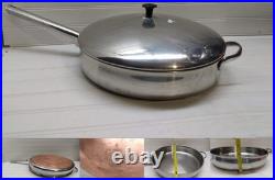 Revere Ware 12 Chicken Fryer Skillet Copper Disc Stainless 4 Qt Frying Pan Lid