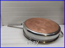 Revere Ware 12 Chicken Fryer Skillet Copper Disc Stainless 4 Qt Frying Pan Lid