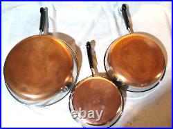 Revere Ware 13 Pc Set Saucepans & Pot 1-2-3-4 Qt Skillets 12-10-8 w Lids Clean