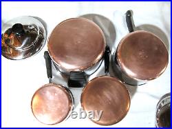 Revere Ware 13 Pc Set Saucepans & Pot 1-2-3-4 Qt Skillets 12-10-8 w Lids Clean