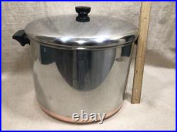 Revere Ware 16 Qt Copper Bottom Stock Pot Stainless Steel W Lid Rome NY USA Made