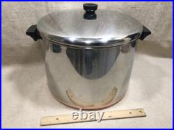 Revere Ware 16 Qt Copper Bottom Stock Pot Stainless Steel W Lid Rome NY USA Made