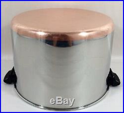 Revere Ware 16 Qt STOCK POT Pan w LID HUGE Copper Clad Bottom Stainless Vtg USA
