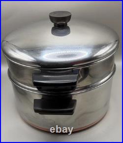Revere Ware 1801 Copper 4 1/2 Qt Dutch Oven Steamer Lid Clinton ILL 82 RARE