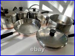 Revere Ware 1801 Copper Bottom Cookware Set Lot Of 11 Vintage 2, 3, 4, 6 Qt NR