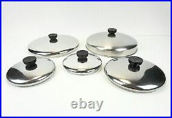 Revere Ware 1801 Stainless Steel Copper Bottom Cookware 10 Pc Set Pots & Pan VTG