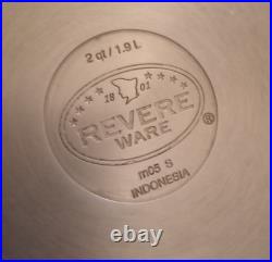 Revere Ware 1801 Stainless Steel Tri-Ply Pots 10 Pc Set 1qt, 1.5qt, 2qt, 4.5qt, 10in
