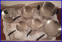 Revere Ware 1801 Stainless Steel Tri-Ply Pots 9 Pc Set 1qt, 1.5qt, 2qt, 4.5qt, 9in