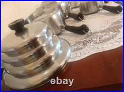Revere Ware 1801 Stainless Steel Tri-Ply Pots 9 Pc Set 1qt, 1.5qt, 2qt, 4.5qt, 9in