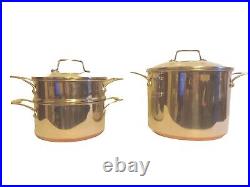 Revere Ware 8 Qt. Stock Pot Stainless Steel Handle Copper Bottom + 3qt, Steamer