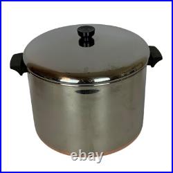 Revere Ware Copper Clad Stainless Steel 16 Qt Stock Pot With Lid 1982 USA Made Revere Ware Copper Clad Stainless Steel 16 Qt Stock Pot With Lid 1982 USA Made
