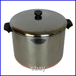 Revere Ware Copper Clad Stainless Steel 16 Qt Stock Pot With Lid 1982 USA Made Revere Ware Copper Clad Stainless Steel 16 Qt Stock Pot With Lid 1982 USA Made