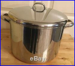 Revere Ware Stainless Steel Copper Clad 16 Qt Stock Pot 1801 1983 Rome NY Heavy