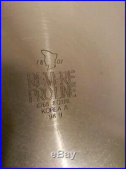 Revere Ware Stainless Steel Pro Line 8 Qt Stock Pot Pan