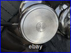 Revere Ware Tri Ply Disc Bottom Lot with LIDS 1, 2, 4.5 Qt Sauce Pots & StockPots