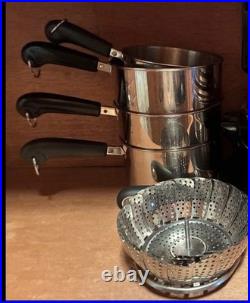 Revere Ware Tri Ply Disc Bottom Lot with LIDS 1, 2, 4.5 Qt Sauce Pots & StockPots
