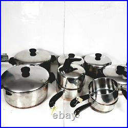 Revere ware copper bottom cookware 1801 Clinton Illinois 15 pieces saucepan set
