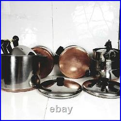 Revere ware copper bottom cookware 1801 Clinton Illinois 15 pieces saucepan set