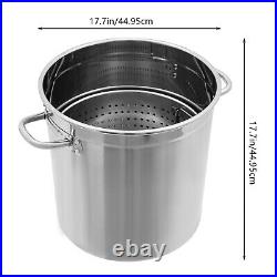 Round Stock Pot Stainless Steel Silver Cooking Steaming Fryer with Draining Bucket Round Stock Pot Stainless Steel Silver Cooking Steaming Fryer with Draining Bucket