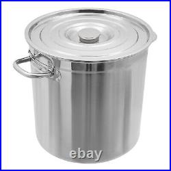 Round Stock Pot Stainless Steel Silver Cooking Steaming Fryer with Draining Bucket Round Stock Pot Stainless Steel Silver Cooking Steaming Fryer with Draining Bucket