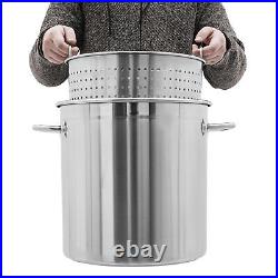 Round Stock Pot Stainless Steel Silver Cooking Steaming Fryer with Draining Bucket